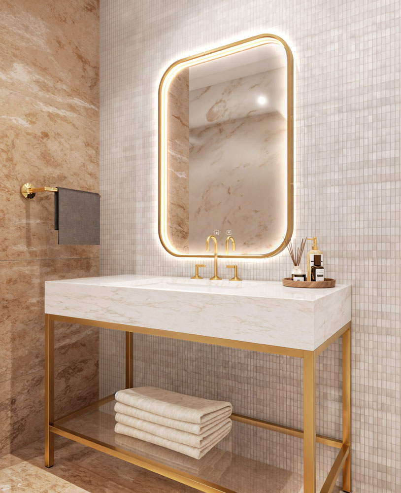 Electric Mirror EMN3042BK02 Eminence Contemporary Brushed Brass LED