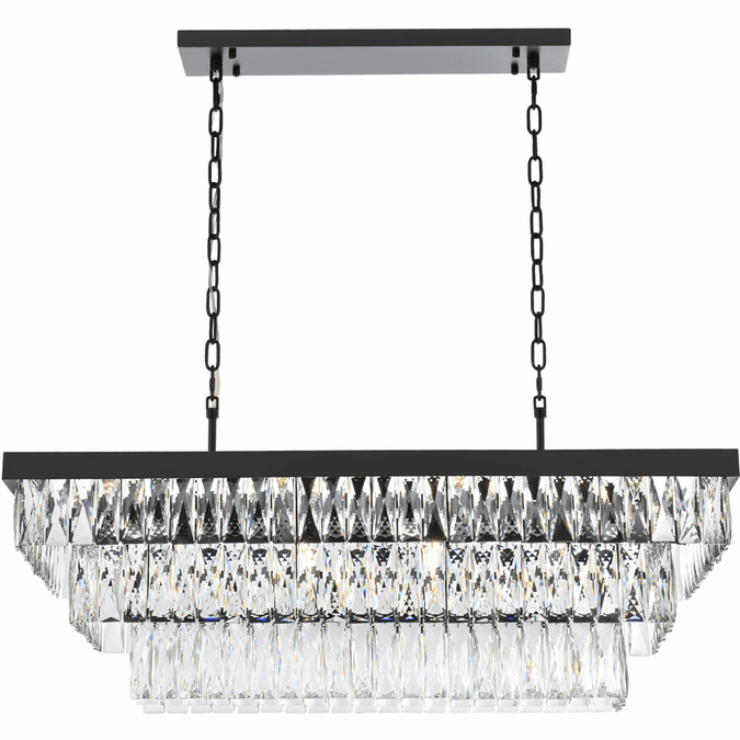 Elegant 1060G36BK Josephine Black 36" Island Light Fixture