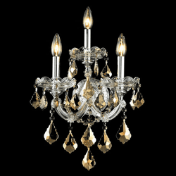 Elegant 2800W3C-GT-RC Maria Theresa 22" Tall Chrome Vintage Wall Sconce with Golden Teak Crystal