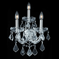 Elegant 2800W3C-RC Maria Theresa Chrome Candelabra Antique Wall Sconce with Crystal