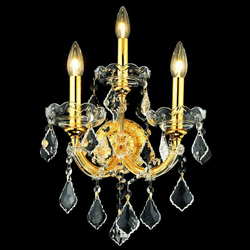Elegant 2800W3G-RC Maria Theresa Vintage Crystal 3 Candle Gold Decorative Wall Sconce