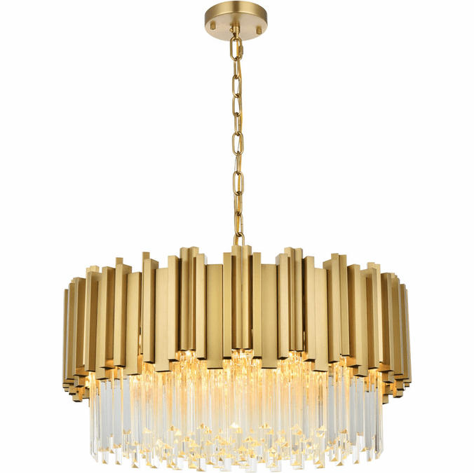 Elegant 3400D24SG Willow Modern Satin Gold 24" Drum Pendant Light Fixture