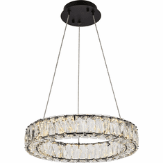 Elegant 3503D17BK Monroe Crystal Black LED 17" Pendant Lighting