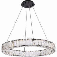 Elegant 3503D26BK Monroe Crystal Black LED 26" Pendant Hanging Light