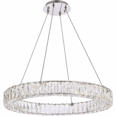 Elegant 3503D26C Monroe Crystal Chrome LED 26" Pendant Hanging Light