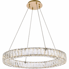 Elegant 3503D26G Monroe Crystal Gold LED 26" Drop Ceiling Light Fixture