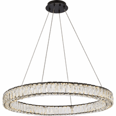 Elegant 3503D31BK Monroe Crystal Black LED 31" Pendant Lamp