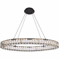 Elegant 3503D36BK Monroe Crystal Black LED 16" Hanging Light