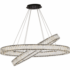 Elegant 3503D40BK Monroe Crystal Black LED 18" Drop Ceiling Light Fixture