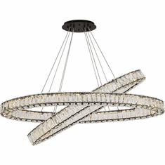 Elegant 3503D48BK Monroe Crystal Black LED 18" Lighting Pendant