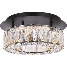 Elegant 3503F12BK Monroe Crystal Black LED 12" Flush Mount Light Fixture