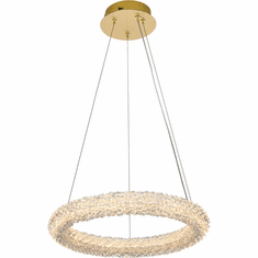 Elegant 3800D18SG Bowen Satin Gold LED 18" Pendant Light Fixture