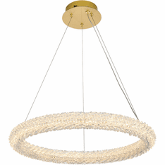 Elegant 3800D23SG Bowen Satin Gold LED 24" Pendant Lighting Fixture