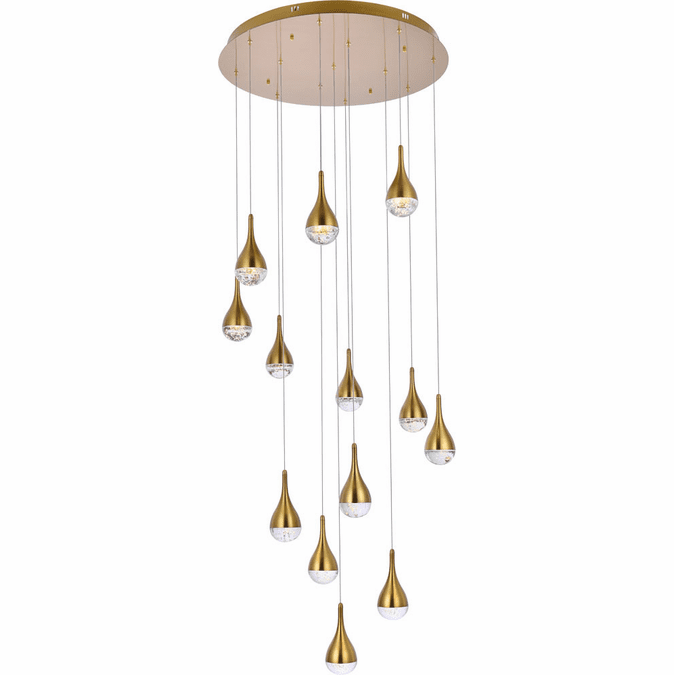 Elegant 3813D30SG Amherst Satin Gold LED Multi Drop Lighting Fixture