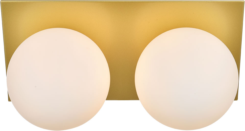 Elegant LD7304W14BRA Jillian Modern Brass and Frosted White Living