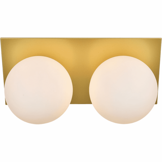 Elegant LD7304W14BRA Jillian Modern Brass and Frosted White Living District 2Light Bathroom