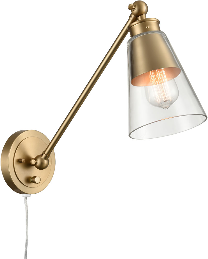 Elk Home 52353/1 Albany Contemporary Brushed Gold Swing Arm Wall Lamp
