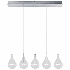 ET2 E23115-18 Larmes Contemporary Long Five Light Multi Pendant