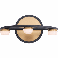 ET2 E23161-75BKGLD Button Modern Black and Gold LED 3-Light Bathroom Lighting Fixture