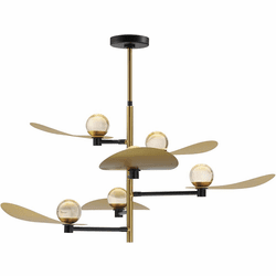 ET2 E24075-BKNAB Pearl Modern Black / Natural Aged Brass LED Lighting Chandelier