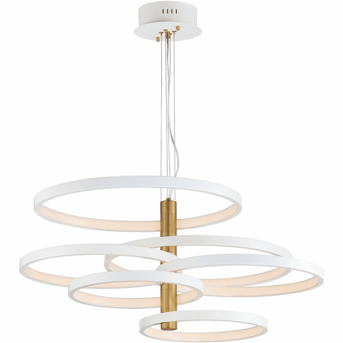ET2 E24327-WTGLD Hoopla Contemporary White/Gold LED Ceiling Chandelier