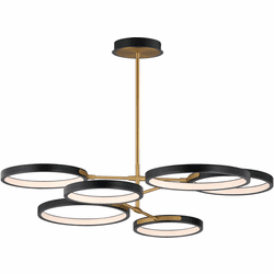 ET2 E24328-BKGLD Hoopla Contemporary Black / Gold LED Lighting Chandelier