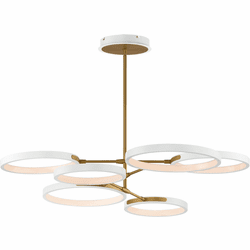 ET2 E24328-WTGLD Hoopla Contemporary White/Gold LED Chandelier Lighting