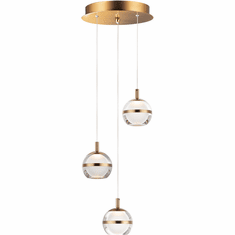 ET2 E24593-93NAB Swank Contemporary Natural Aged Brass LED Multi Hanging Light Fixture