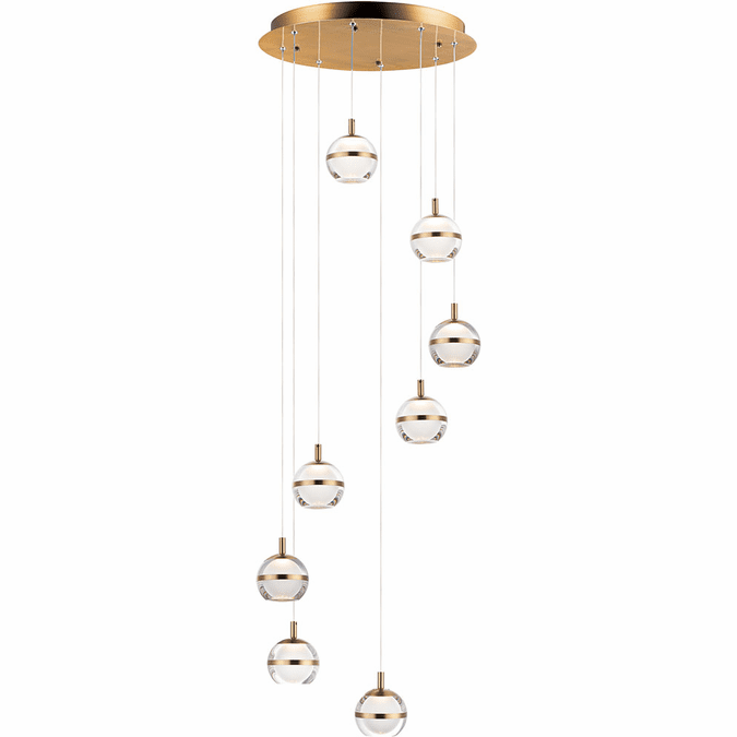ET2 E24598-93NAB Swank Contemporary Natural Aged Brass LED Multi Drop Ceiling Lighting