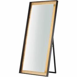 ET2 E42046-GLBK Floating Modern Gold Leaf / Black LED Floor Mirror