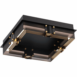 Eurofase 42715-016 Admiral Contemporary Black and Gold LED Exterior Flush Mount Lighting