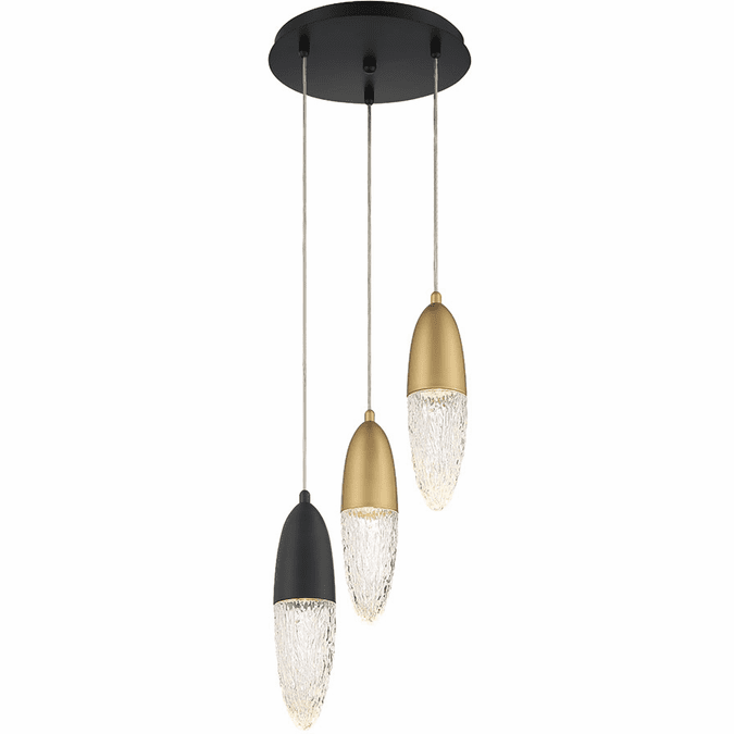 Eurofase 43858-046 crou Modern Mixed Black / Brass Halogen Round Multi Drop Ceiling Lighting