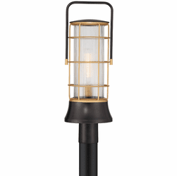 Eurofase 44265-014 Rivamar Nautical Oil Rubbed Bronze / Gold Cylinder Exterior Post Light Fixture
