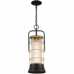 Eurofase 44266-011 Rivamar Nautical Oil Rubbed Bronze / Gold Cylinder Exterior Lighting Pendant