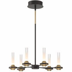 Eurofase 45712-012 Torcia Contemporary Black and Brass LED Lighting Chandelier