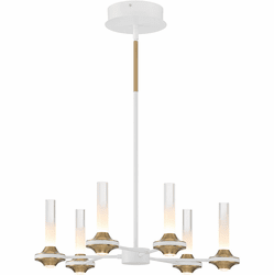 Eurofase 45712-029 Torcia Contemporary White and Brass LED Ceiling Chandelier