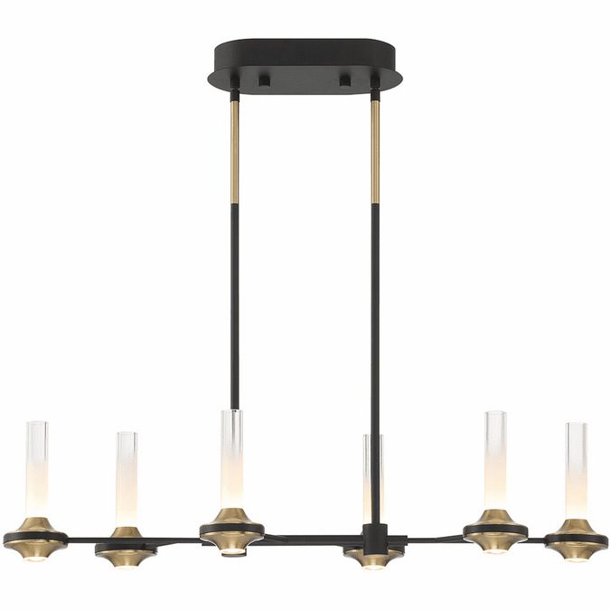 Eurofase 45713-019 Torcia Contemporary Black and Brass LED Island Light Fixture