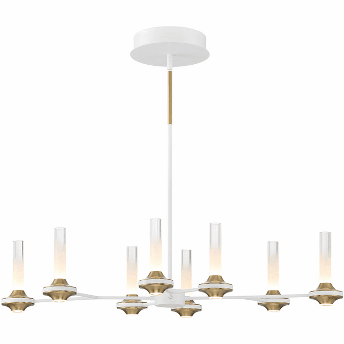 Eurofase 45714-023 Torcia Contemporary White and Brass LED Chandelier Light