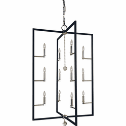 Framburg 5369-PN-MBLACK Minimalist Elegant Contemporary Polished Nickel/Matte Black 32" Foyer Light Fixture