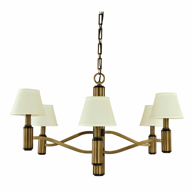 Framburg 5636 Hampton Antique Brass and Matte Black Hanging Chandelier