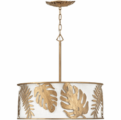 Fredrick Ramond FR35105BNG Botanica Contemporary Burnished Gold Drum Pendant Lamp