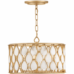 Fredrick Ramond FR41503PI Estie Contemporary Piastra Gold LED 16" Drum Drop Ceiling Lighting