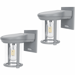 Gama Sonic 1BP2E40810 Contemporary Gray Solar Coach Lantern Outdoor Wall Mounted Lamp (pack of 2)