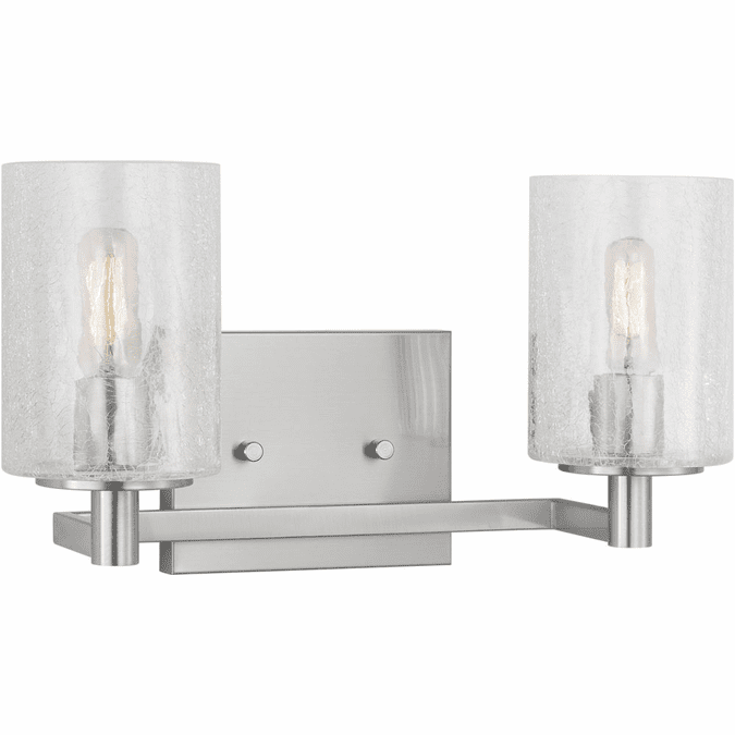 Generation Lighting GLV1032BS Parker Modern Brushed Steel 2-Light Bathroom Light Sconce