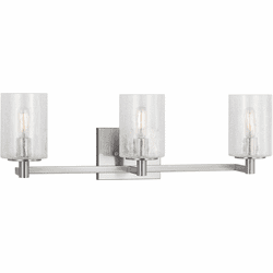 Generation Lighting GLV1033EN/BS Parker Contemporary Brushed Steel 3-Light Bathroom Lighting Fixture