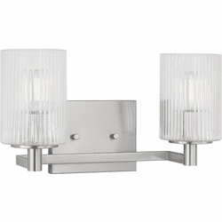 Generation Lighting GLV1042BS Lando Contemporary Brushed Steel 2-Light Bathroom Sconce Lighting