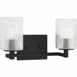 Generation Lighting GLV1042MBK Lando Contemporary Midnight Black 2-Light Bathroom Lighting