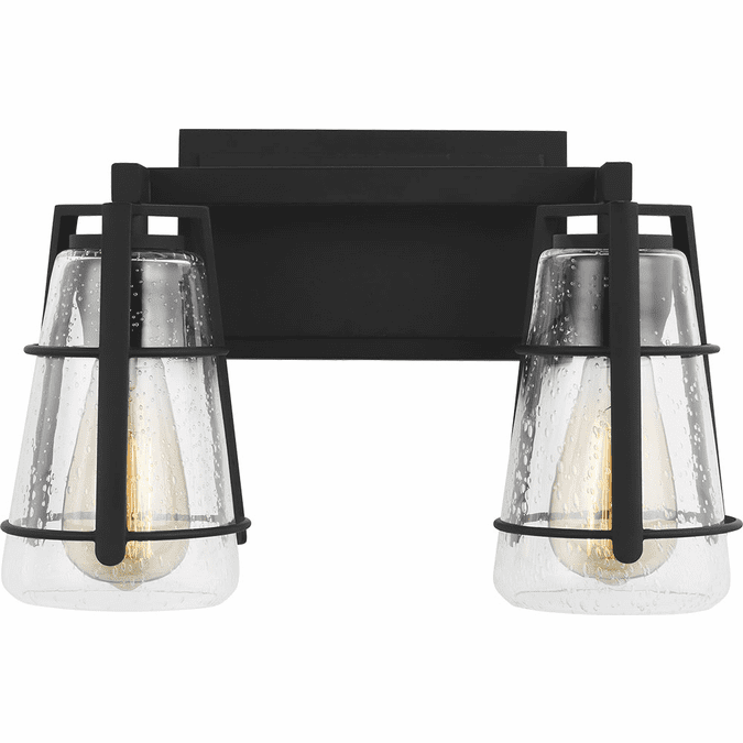 Generation Lighting VS2472MBK Adelaide Contemporary Midnight Black 2-Light Vanity Lighting Fixture