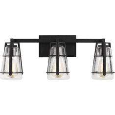 Generation Lighting VS2473MBK Adelaide Modern Midnight Black 3-Light Bathroom Vanity Light Fixture
