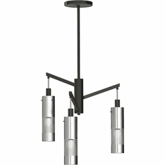 George Kovacs P1593-691 Grid 3 Contemporary Coal with Brushed Nickel Mini Chandelier Lighting